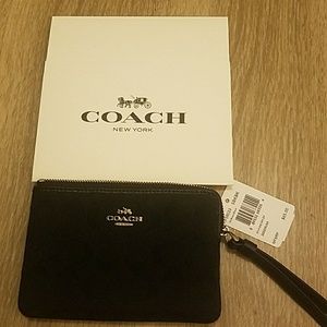 NWT coach wristlet black on black canvas monogram